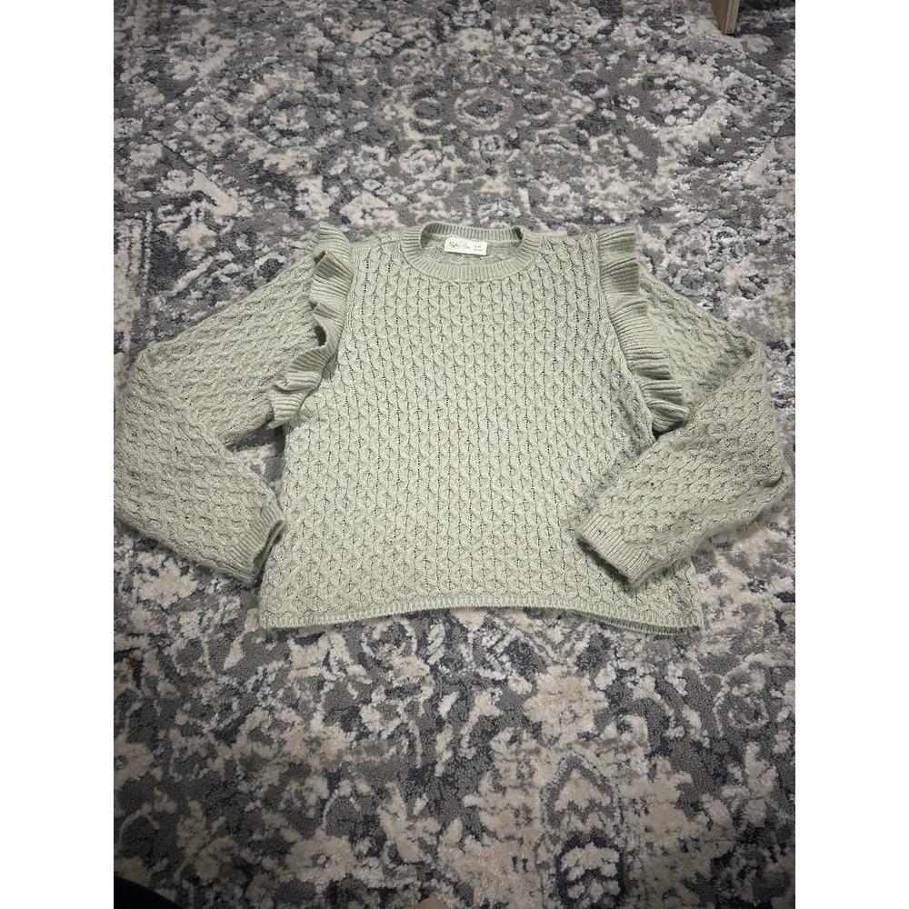 Rylee + Cru Girls Olive Green Sweater Size 6-7 Long Sleeve